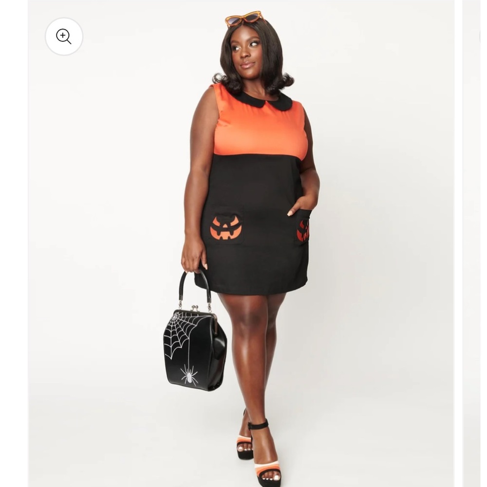 Smak Parlour Black & Orange Pumpkin Mini Dress